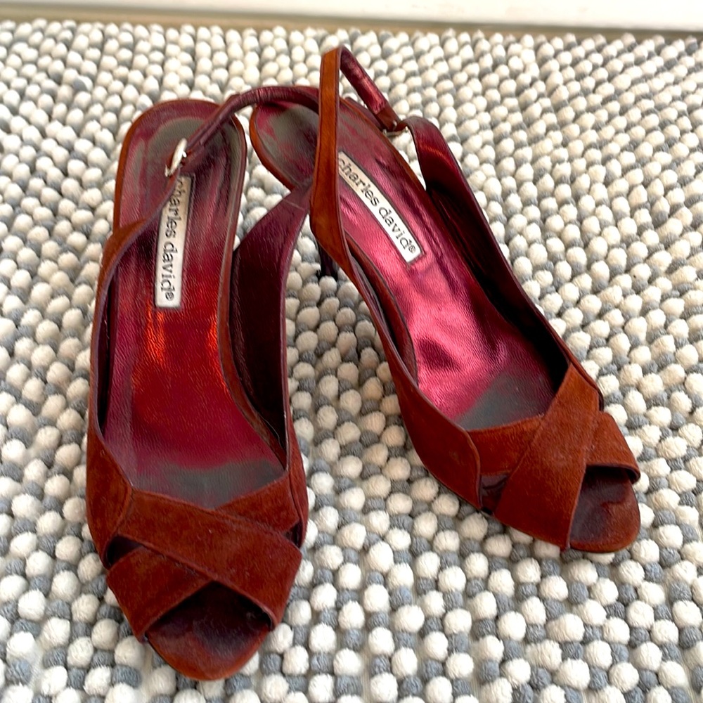 🌸2/$30 Slingback Purple/Burgundy Open Toe Heels